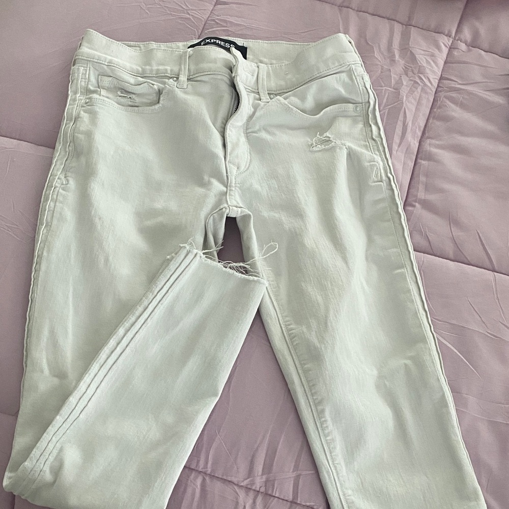 Express white  stretch Ankle Distressed Jeans